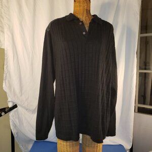 CheReskin Men's Black Long Sleeve Collared Checked Sweater - M